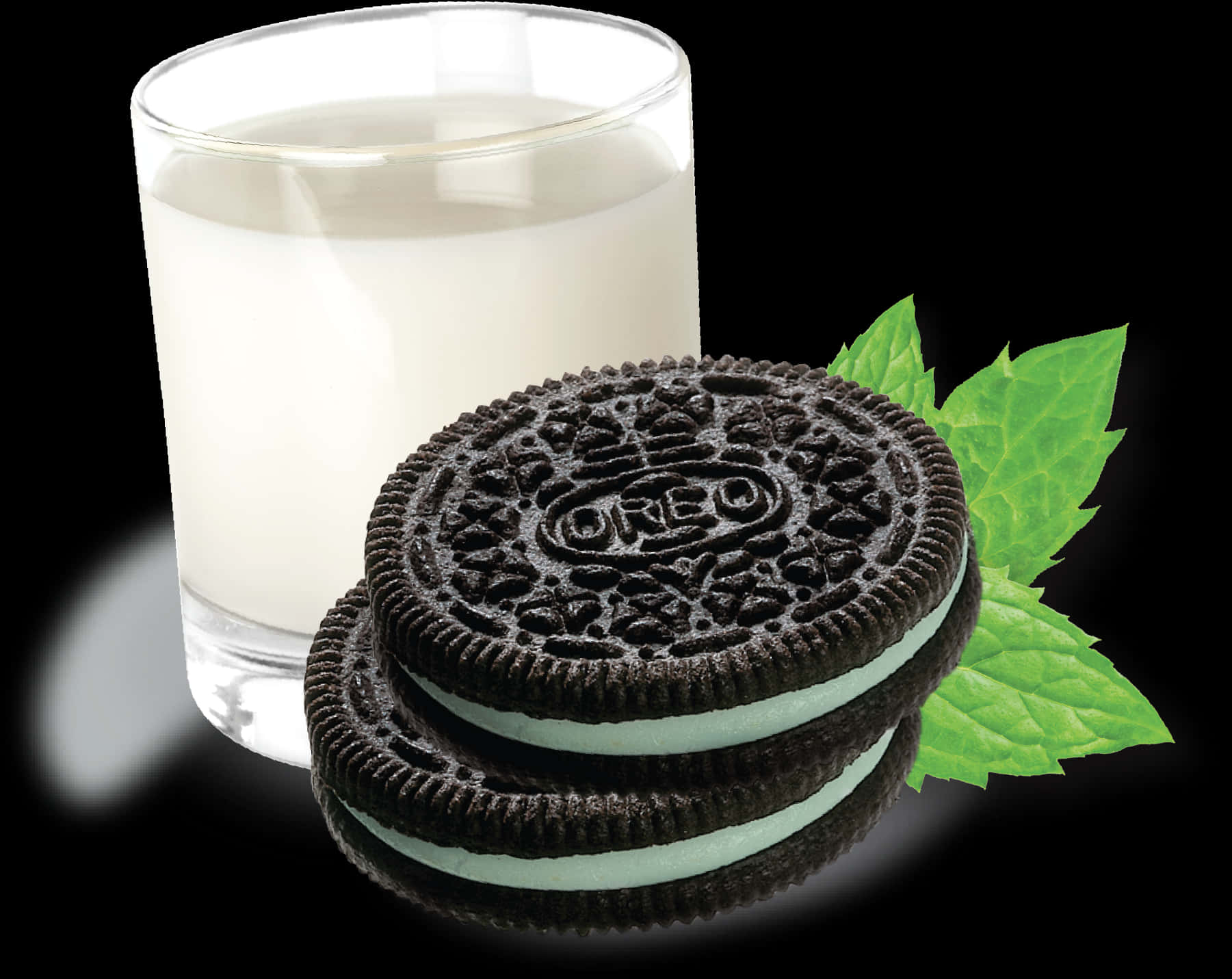 Oreo Cookiewith Milk Glass PNG image