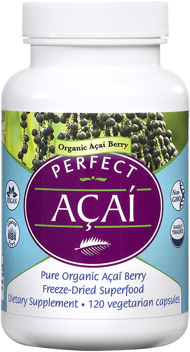Organic Acai Berry Supplement Bottle PNG image