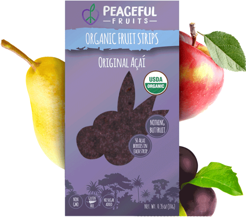 Organic Acai Fruit Strips Packaging PNG image