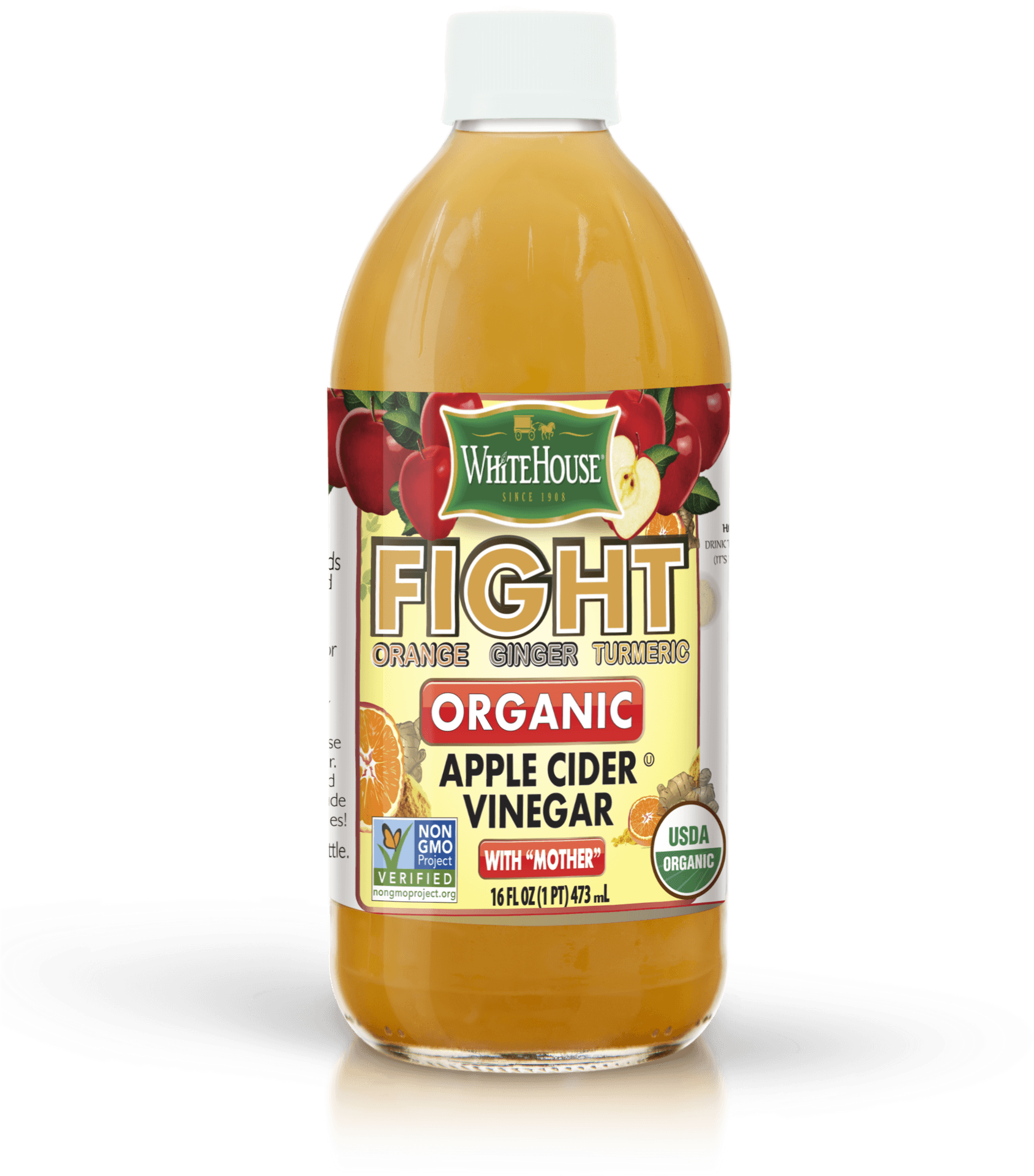 Organic Apple Cider Vinegar Bottle PNG image