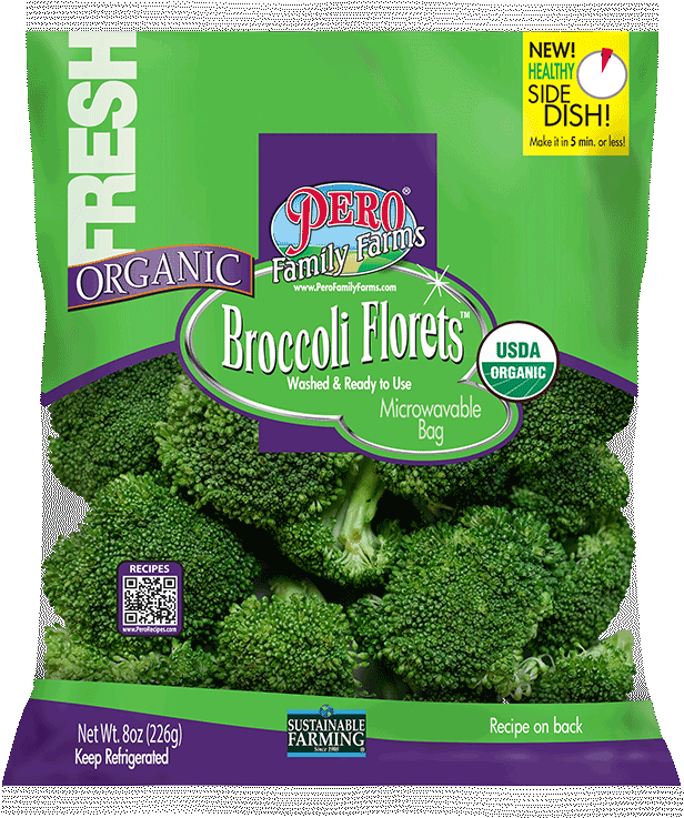Organic Broccoli Florets Packaging PNG image