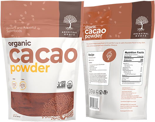 Organic Cacao Powder Packaging PNG image