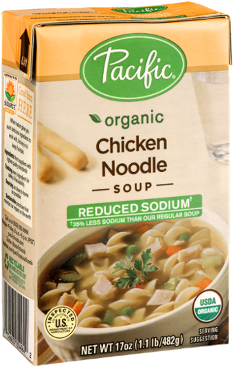 Organic Chicken Noodle Soup Low Sodium Packaging PNG image