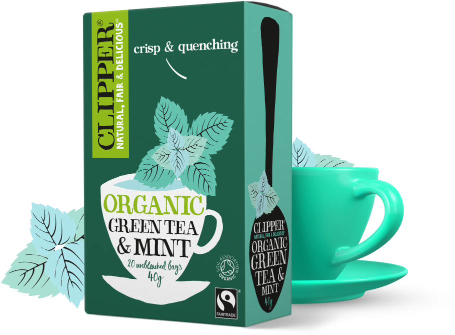 Organic Green Teaand Mint Packaging PNG image