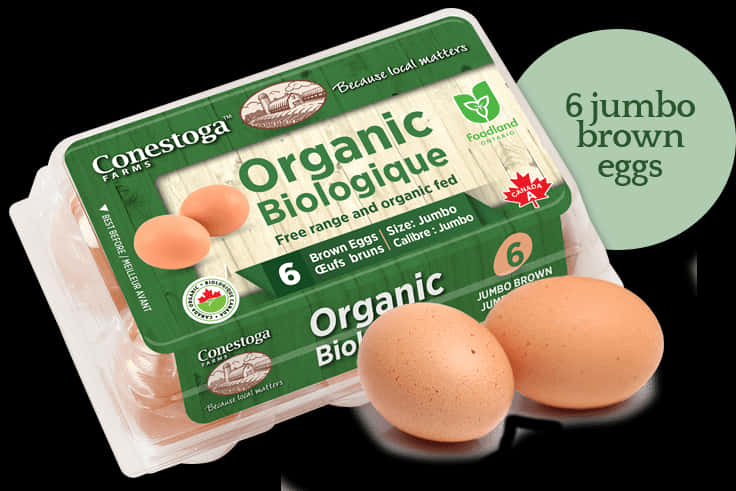 Organic Jumbo Brown Eggs Packaging PNG image