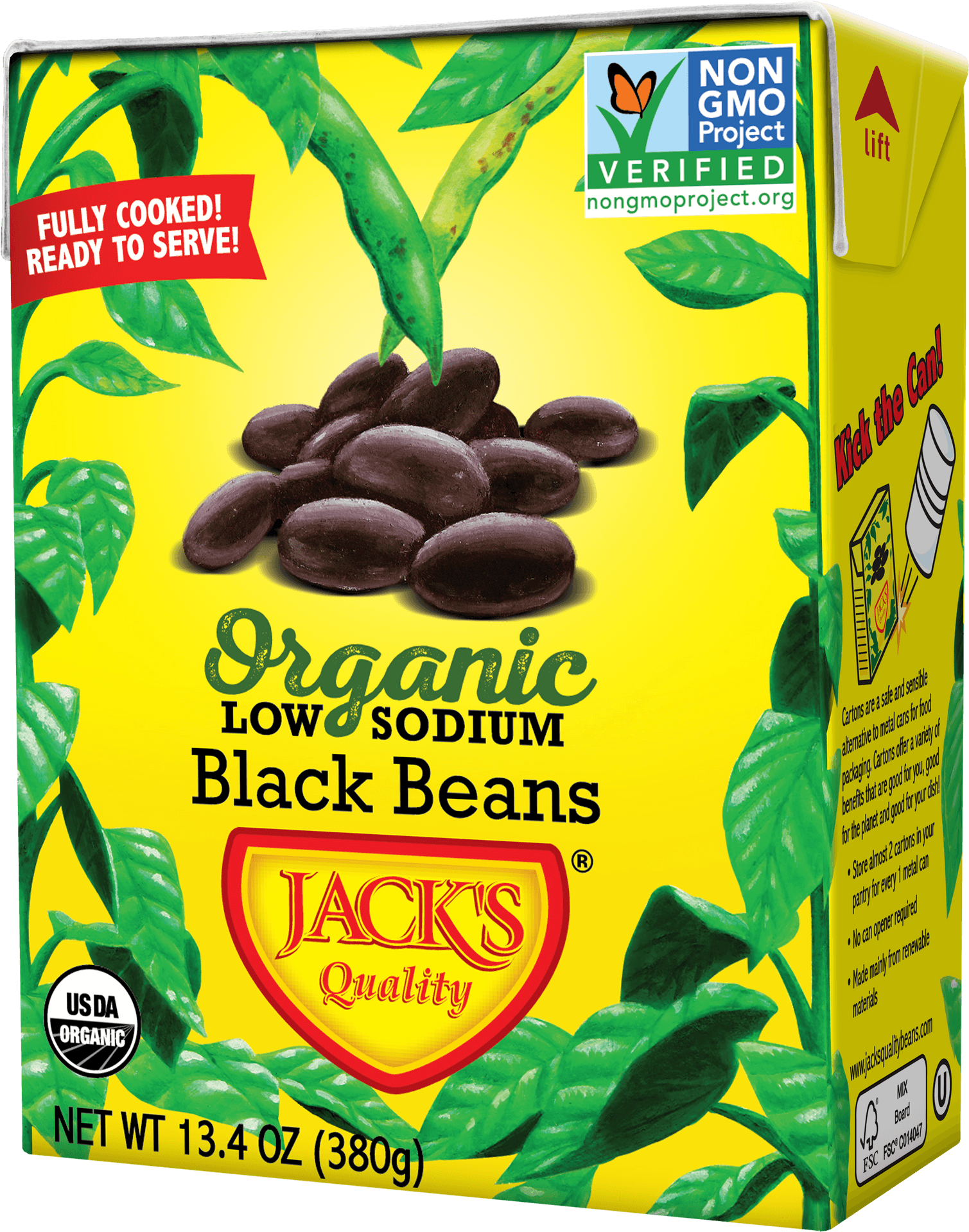 Organic Low Sodium Black Beans Packaging Jacks Quality PNG image