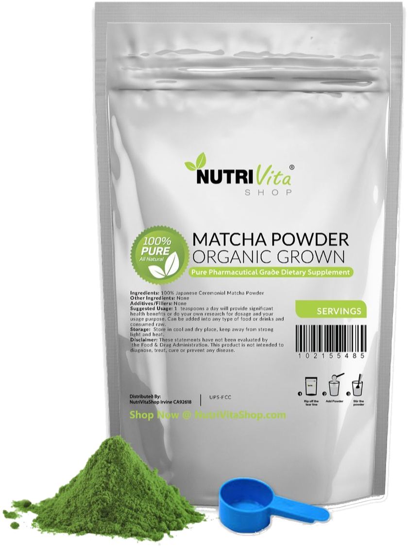Organic Matcha Powder Supplement Packaging PNG image