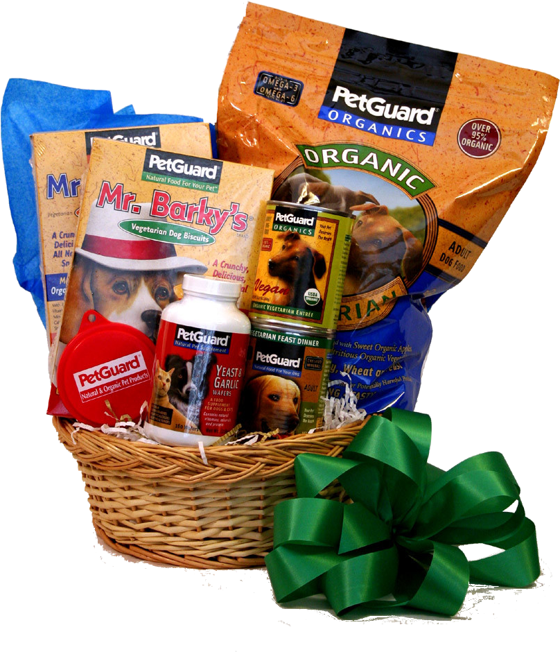 Organic Pet Food Gift Basket PNG image