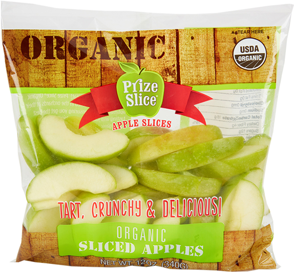 Organic Prize Slice Apple Slices Packaging PNG image