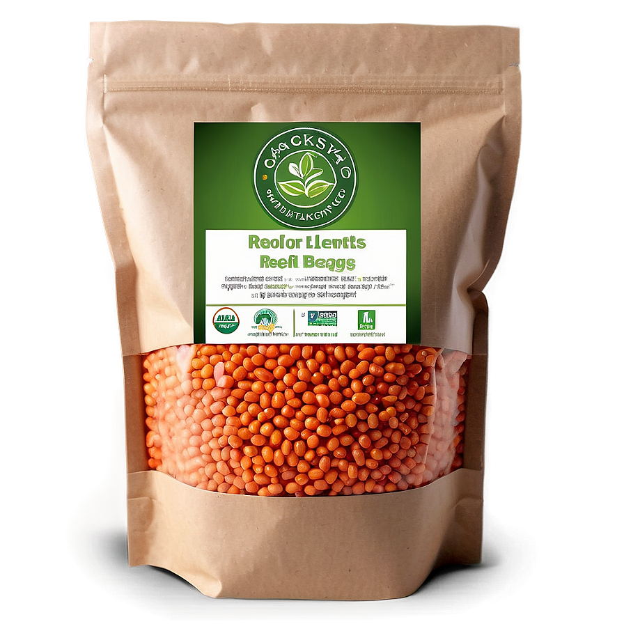 Organic Red Lentils Bag Png Fha PNG image