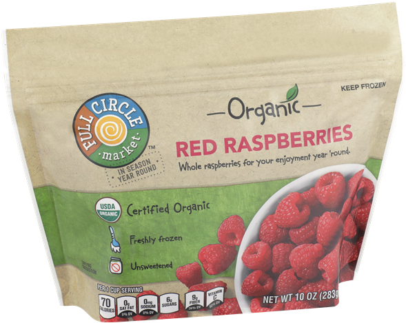 Organic Red Raspberries Frozen Food Package PNG image