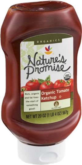 Organic Tomato Ketchup Bottle PNG image
