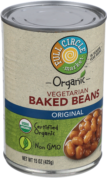 Organic Vegetarian Baked Beans Can PNG image