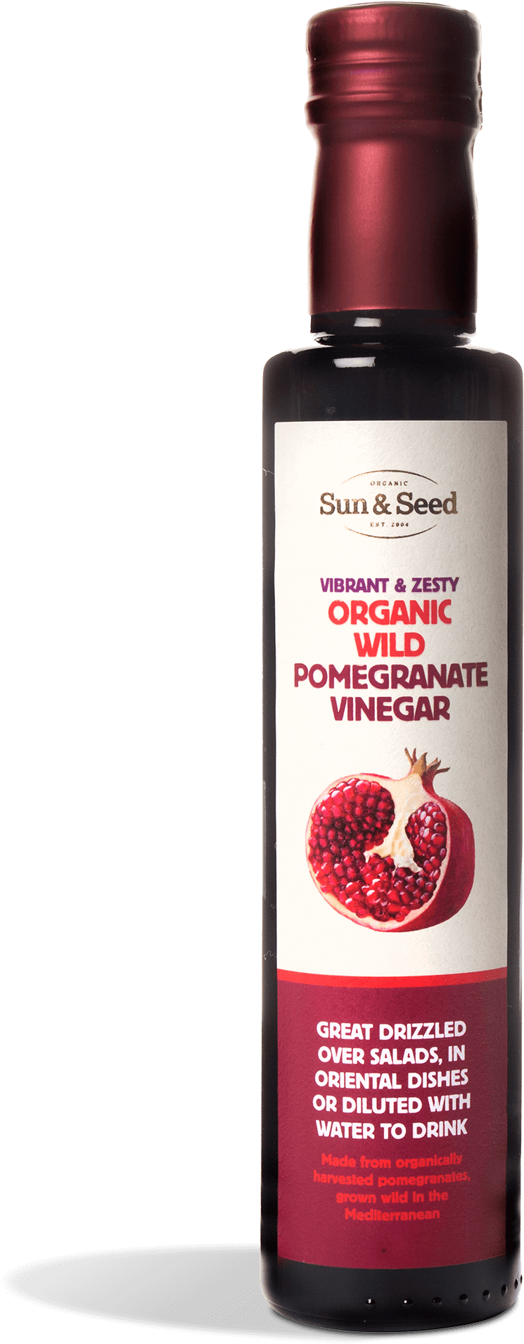 Organic Wild Pomegranate Vinegar Bottle PNG image