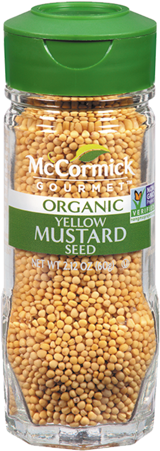 Organic Yellow Mustard Seed Spice Jar PNG image