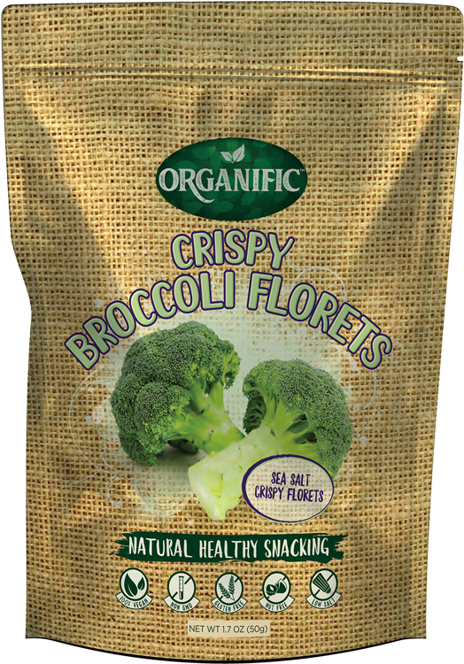 Organific Crispy Broccoli Florets Package PNG image