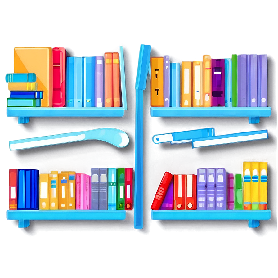 Organized Books On Shelf Png 06262024 PNG image