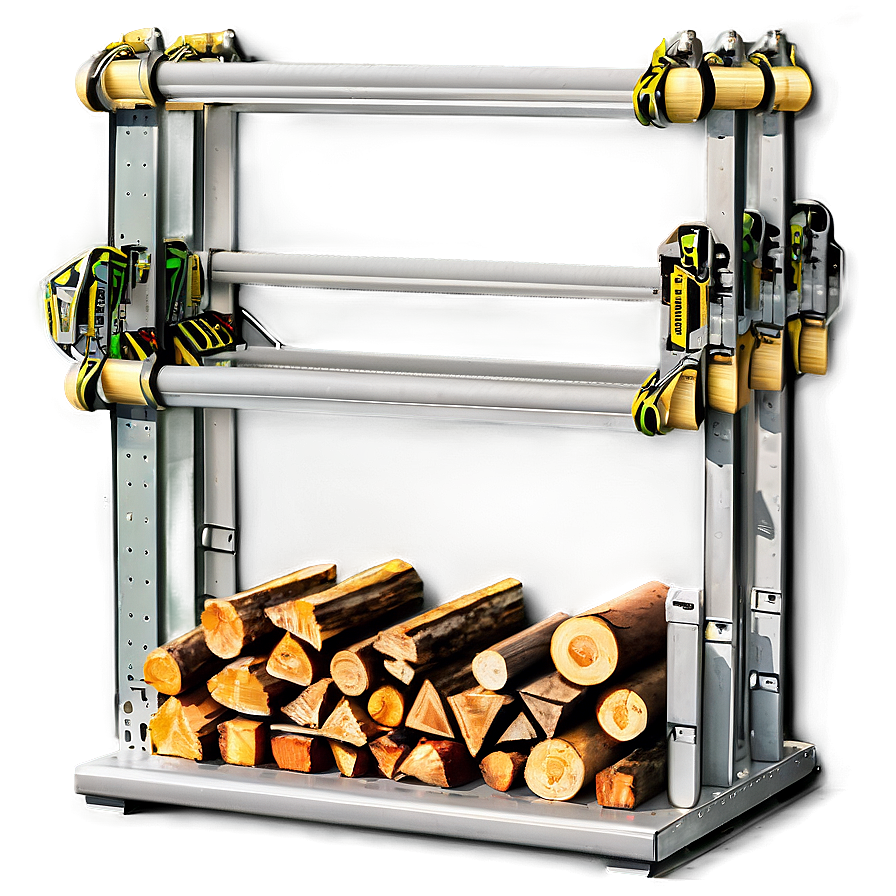 Organized Firewood Storage Rack Png Hpg PNG image