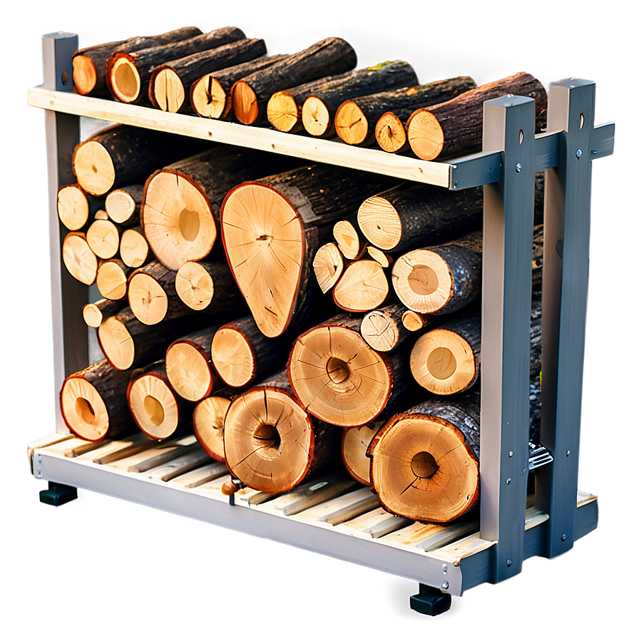 Organized Firewood Storage Rack Png Rcx18 PNG image