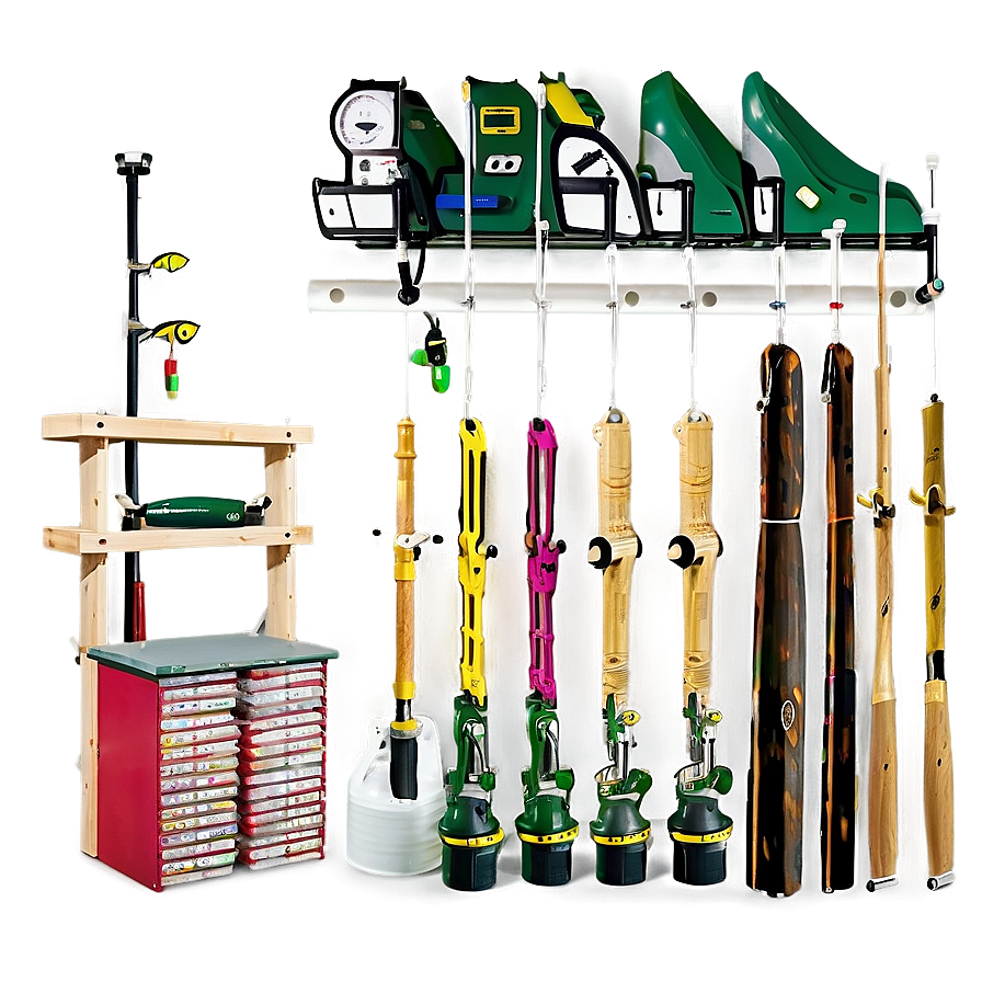 Organized Fishing Gear Garage Png 69 PNG image