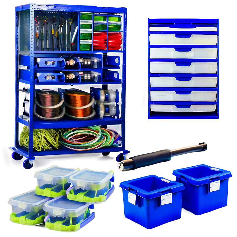 Organized Fishing Gear Garage Png 7 PNG image