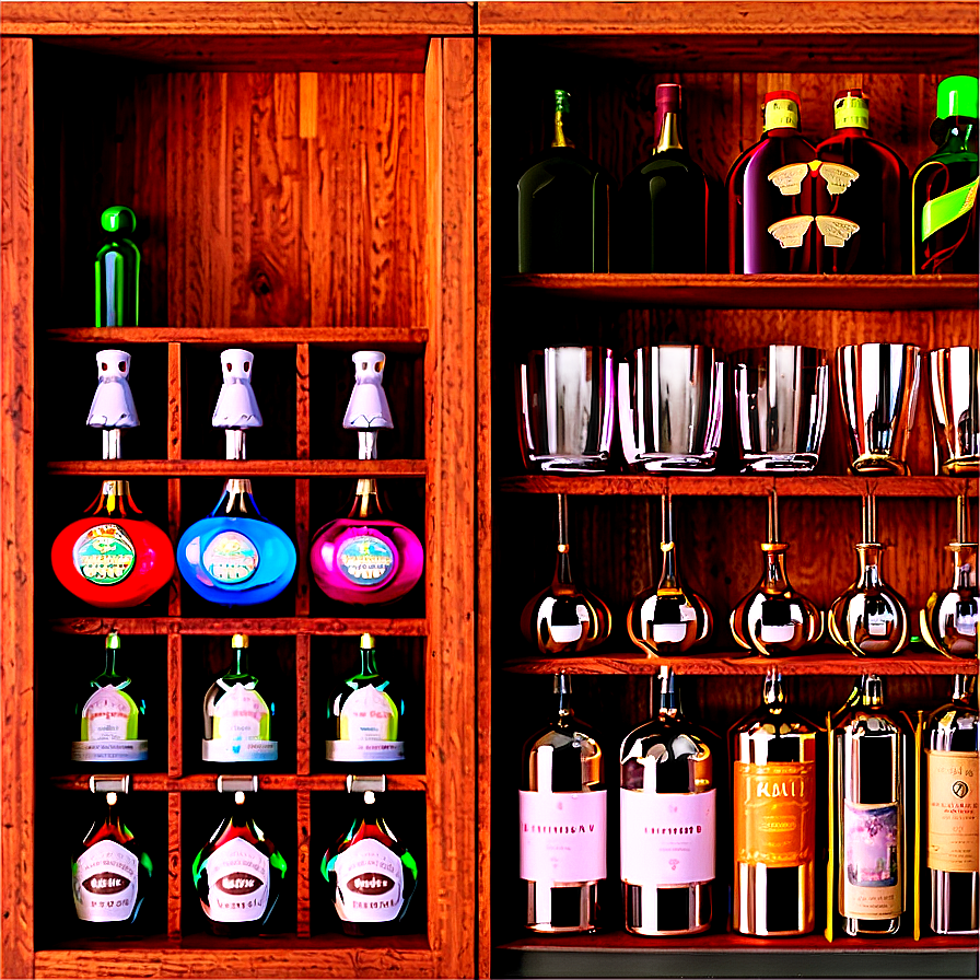 Organized Home Bar Shelf Png 06212024 PNG image