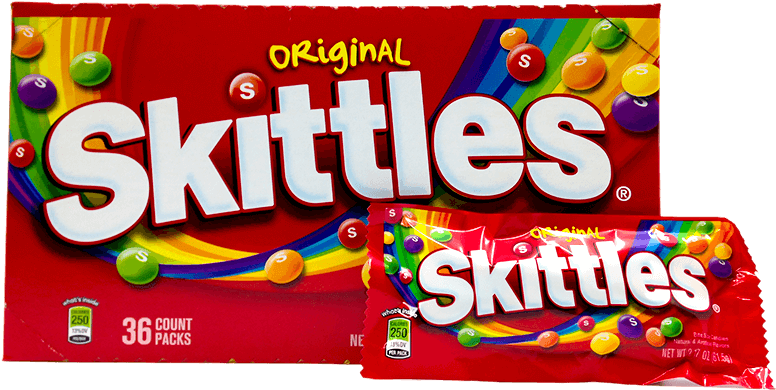 Original Skittles Packaging Display PNG image