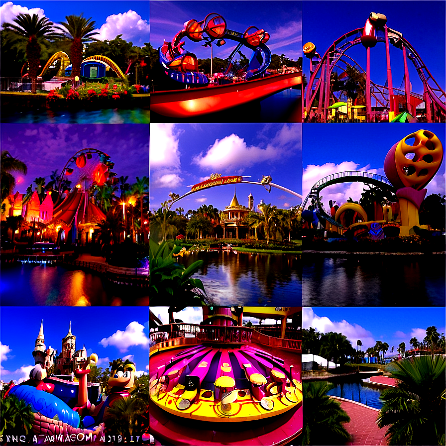 Orlando Theme Parks Collage Png 06252024 PNG image