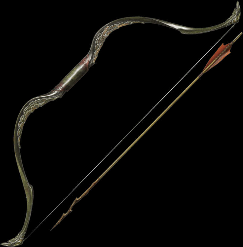 Ornate Archery Bowand Arrow PNG image