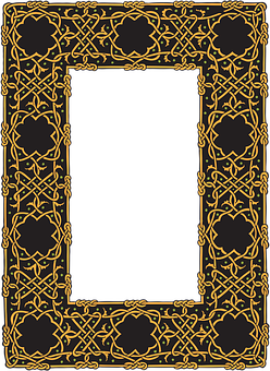 Ornate Black Gold Frame PNG image