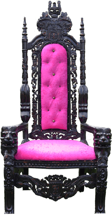 Ornate Blackand Pink Throne Chair PNG image