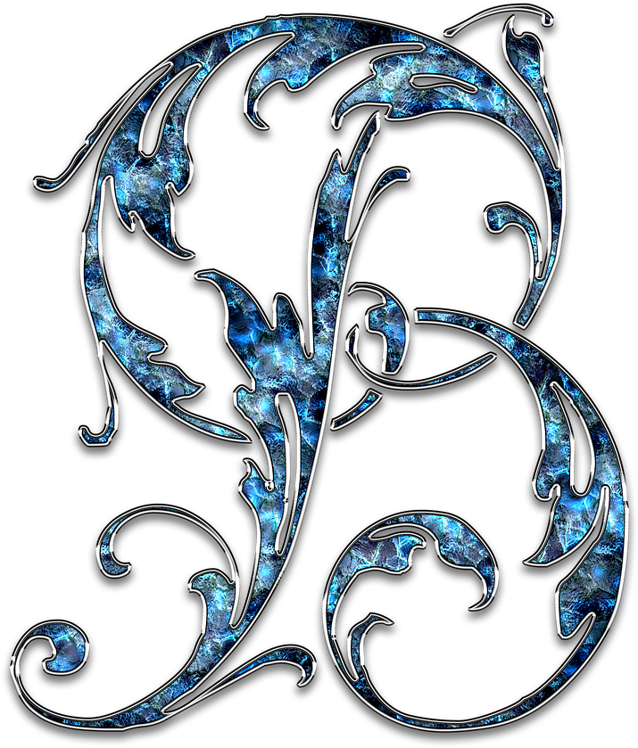 Ornate Blue Letter B PNG image