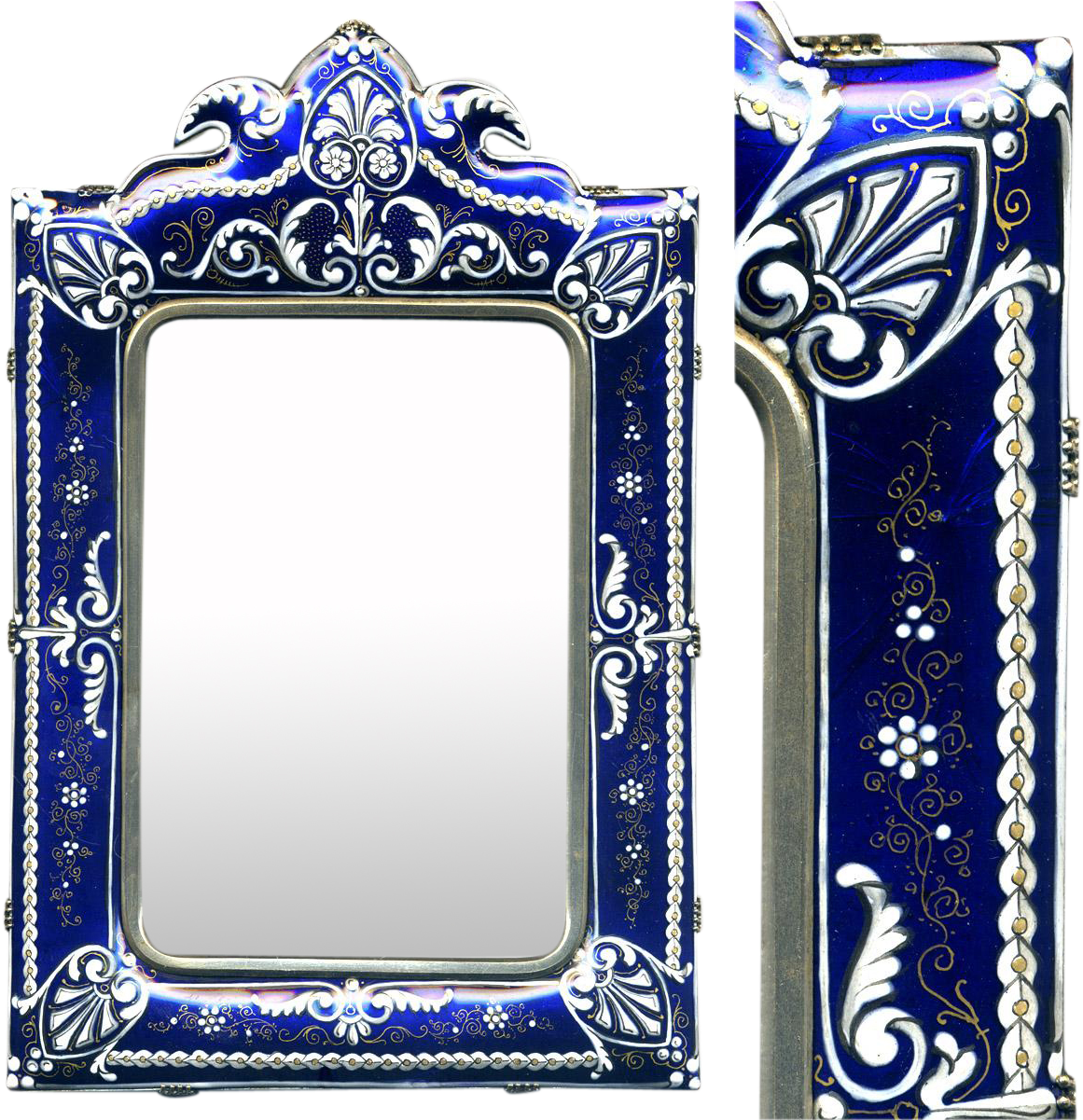 Ornate Blueand Silver Frame PNG image