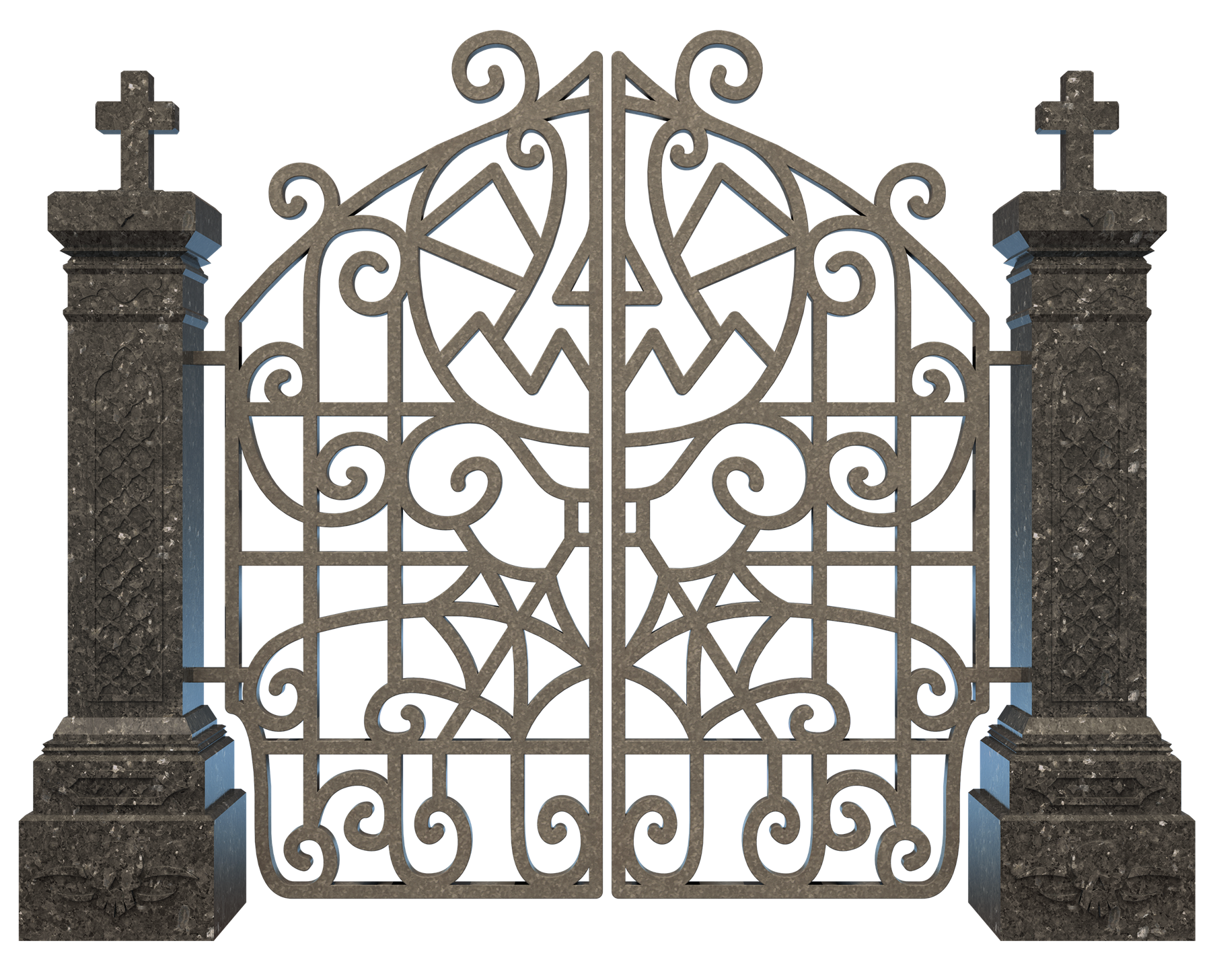 Ornate Cemetery Gate Design PNG image