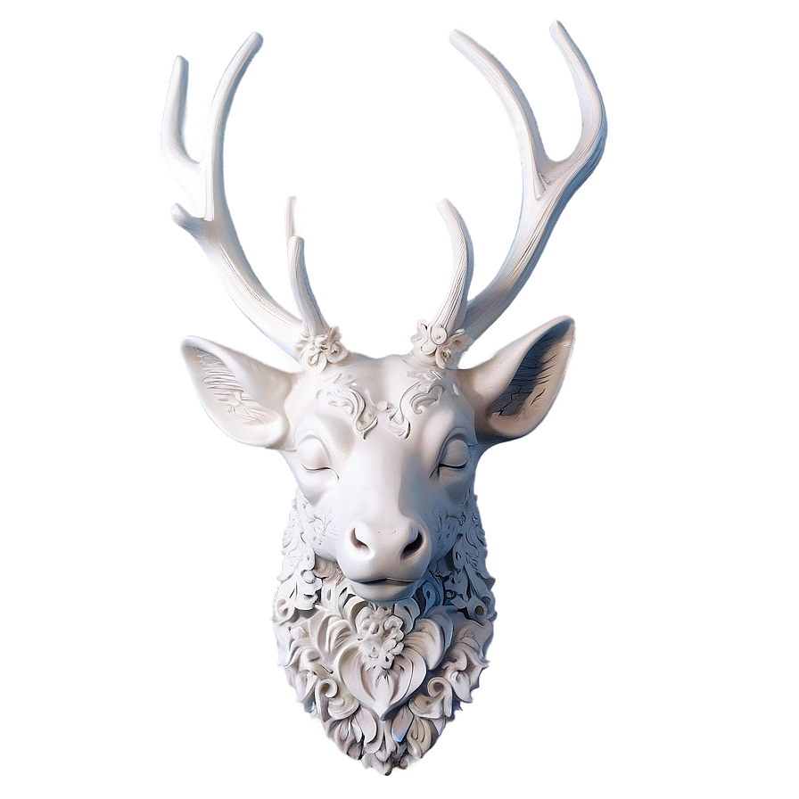 Ornate Deer Head Sculpture Png Qbf63 PNG image