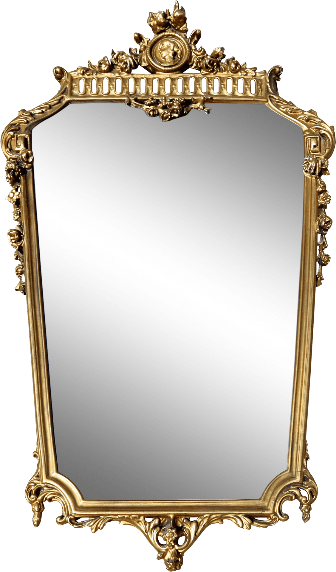 Ornate Golden Antique Mirror PNG image