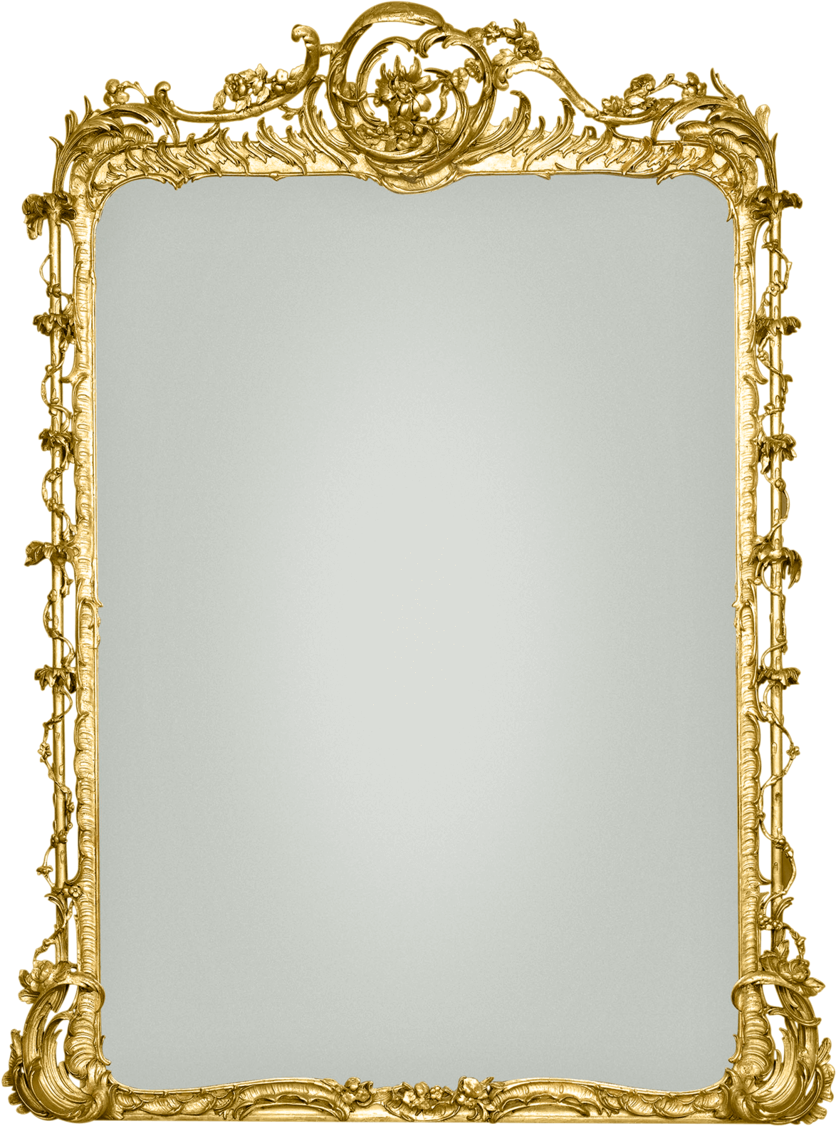 Ornate Golden Antique Mirror Frame PNG image