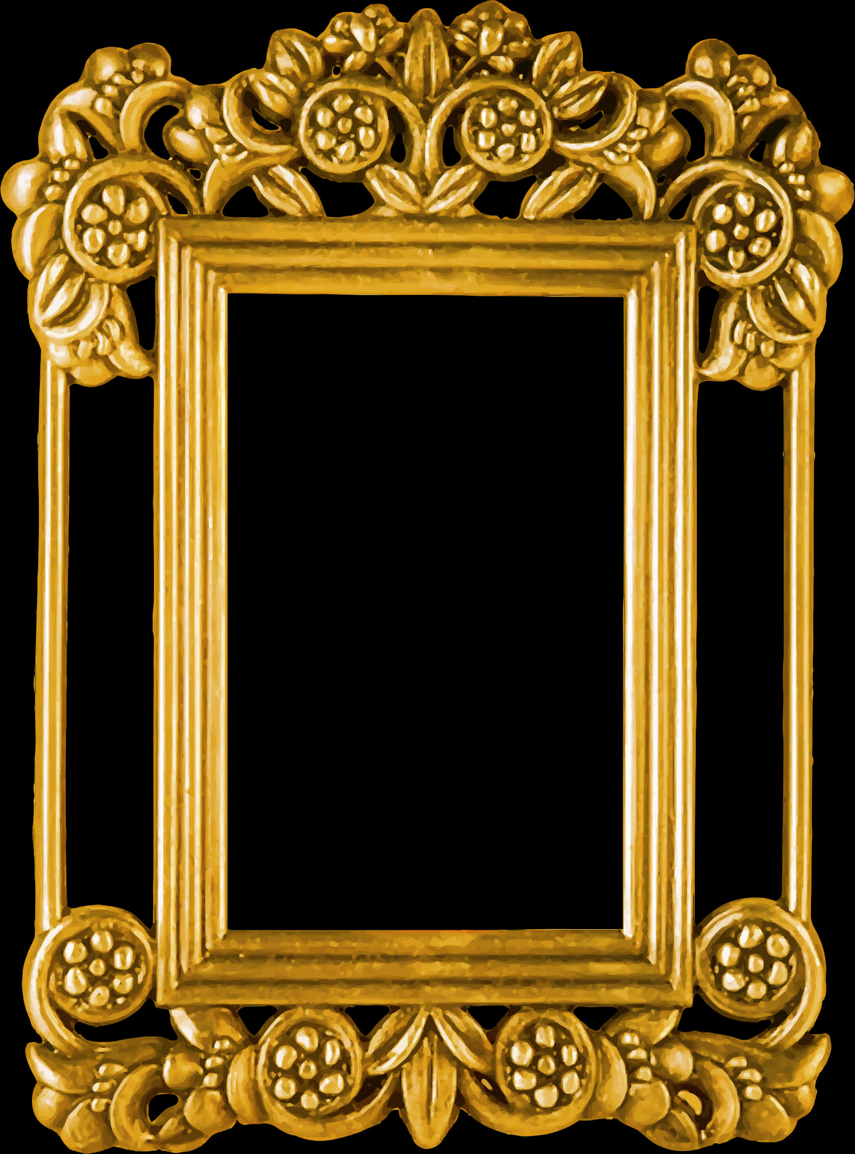 Ornate Golden Floral Frame PNG image