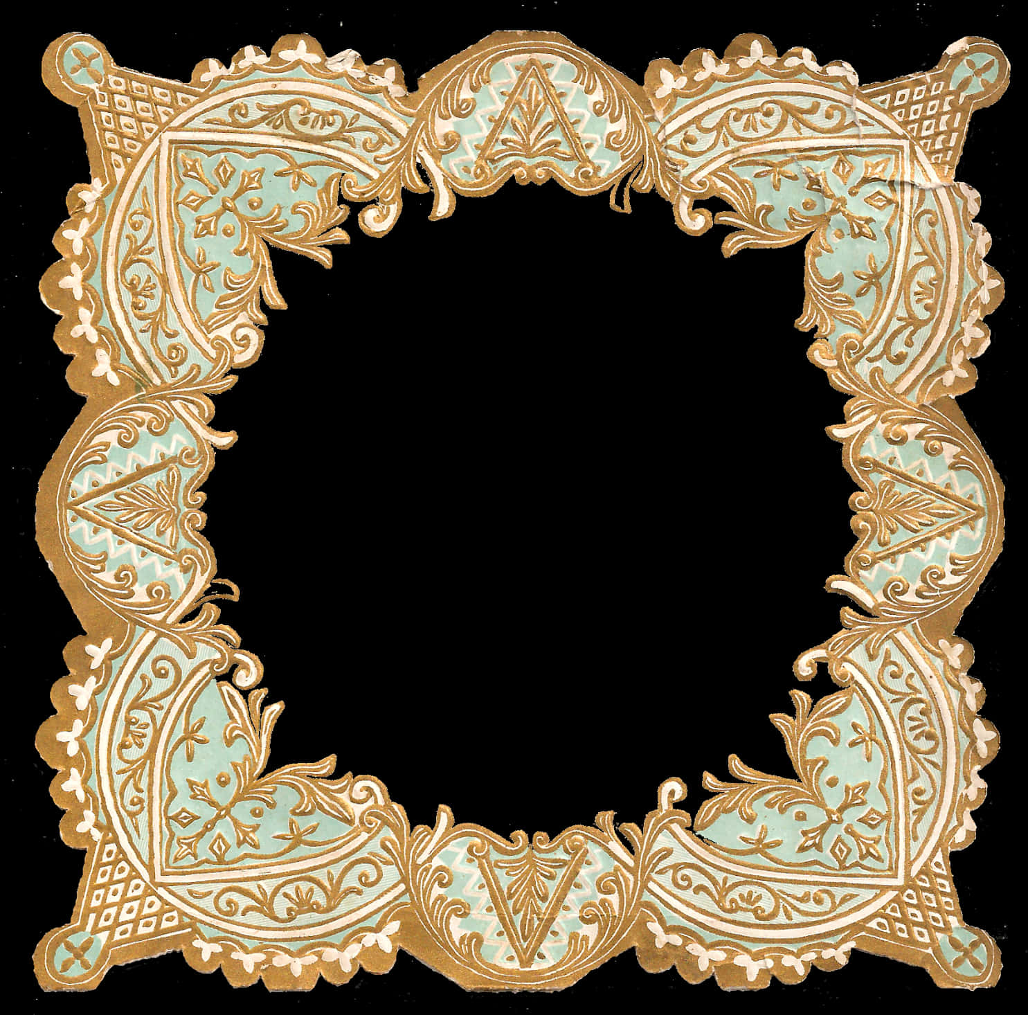 Ornate Golden Floral Frame PNG image