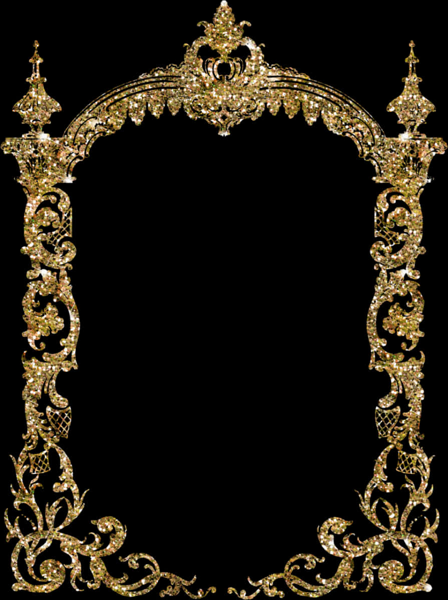 Ornate Golden Frame Architecture PNG image