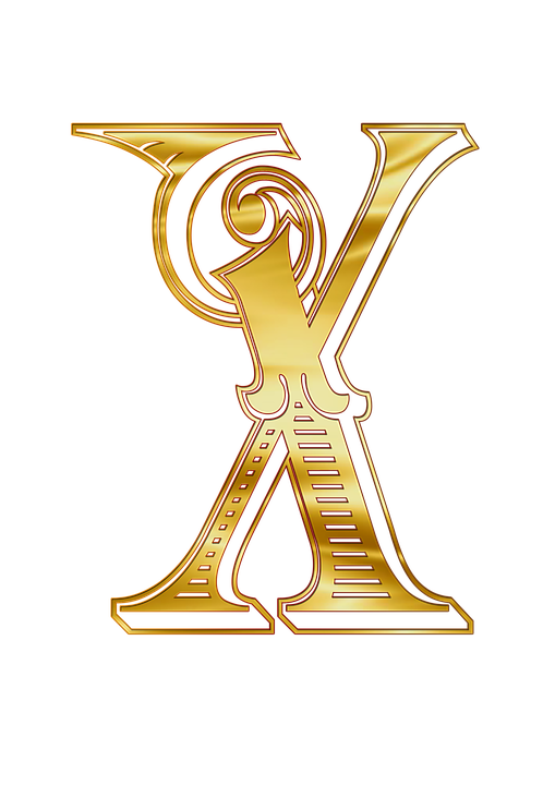 Ornate Golden Letter X PNG image