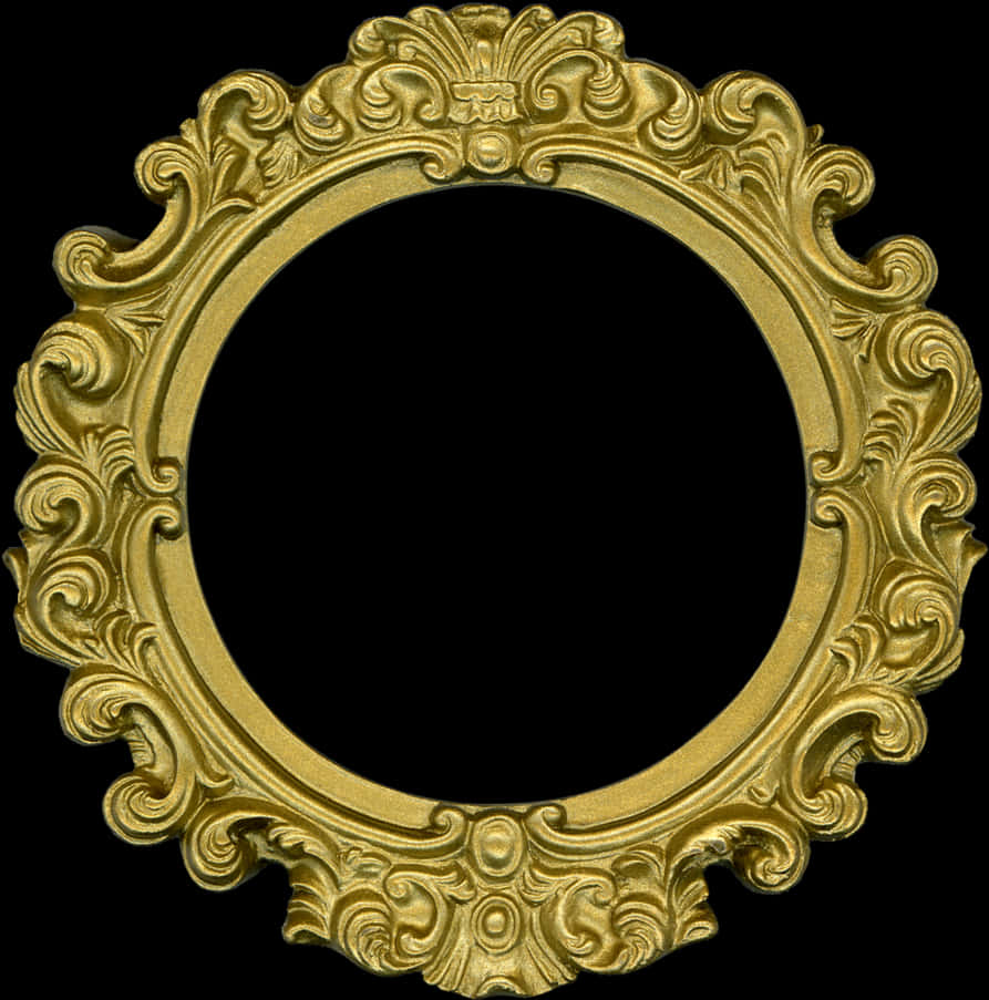 Ornate Golden Round Frame PNG image