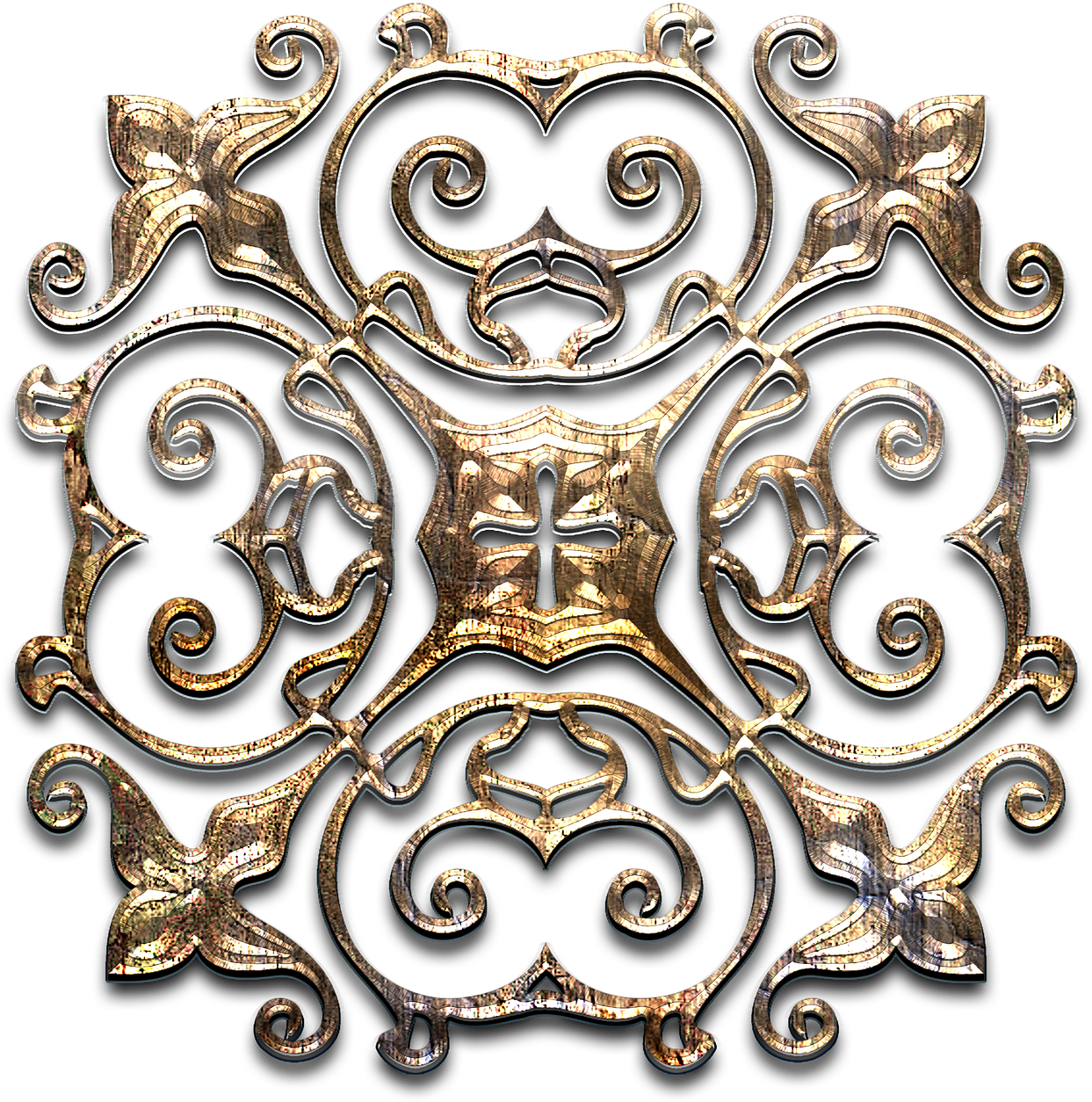 Ornate Golden Scrollwork Design PNG image