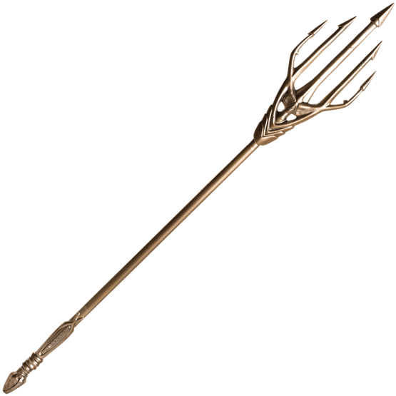 Ornate Golden Trident Weapon PNG image