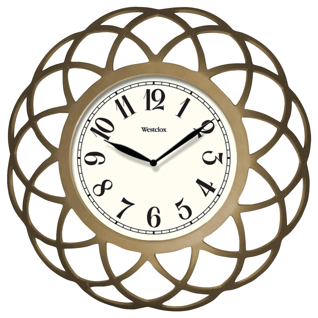 Ornate Golden Wall Clock PNG image