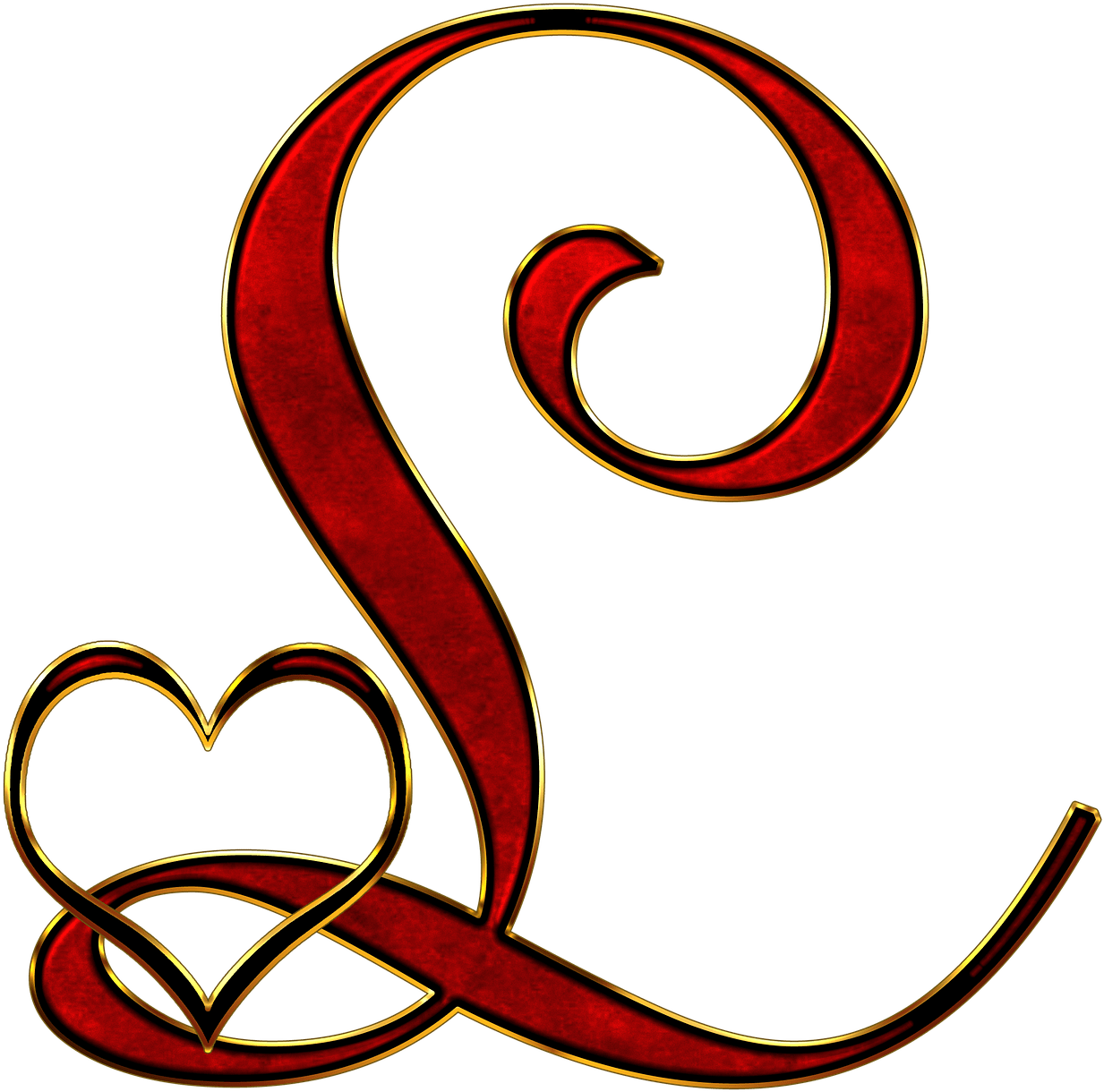 Ornate Letter Lwith Heart Design PNG image