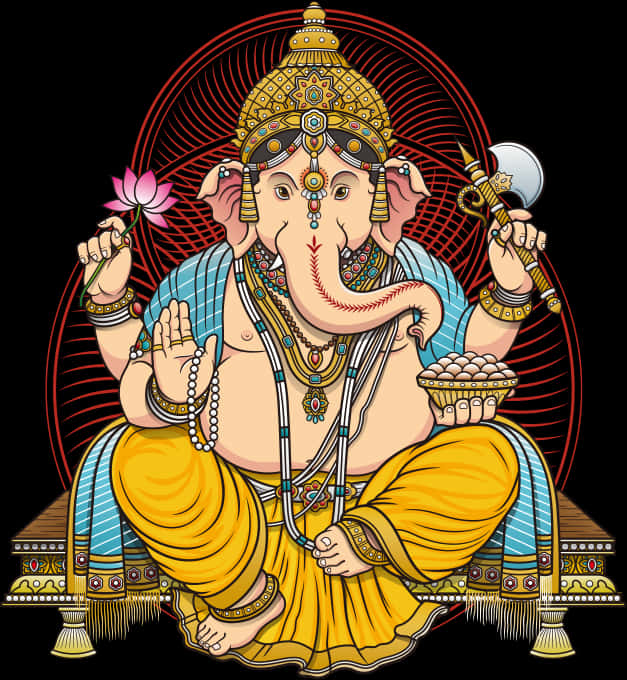 Ornate Lord Ganesh Artwork PNG image