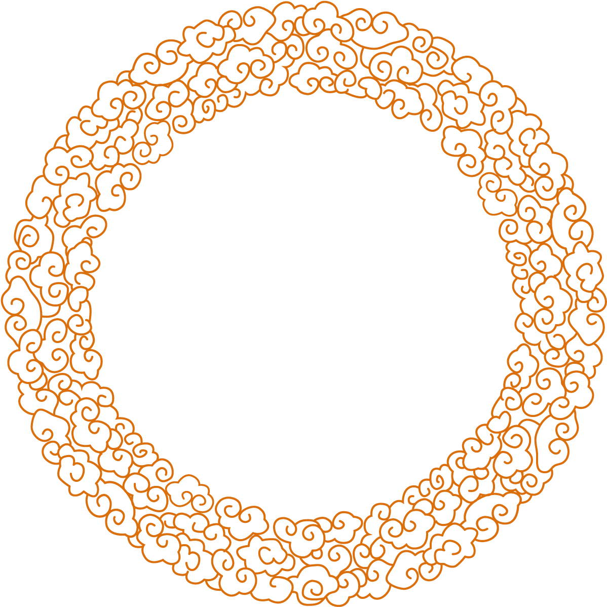 Ornate Orange Circular Border Design PNG image