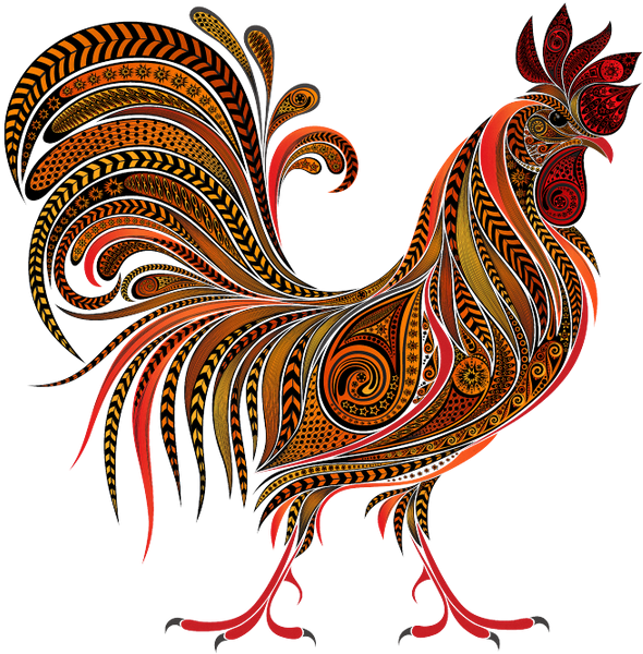 Ornate Paisley Rooster Artwork PNG image