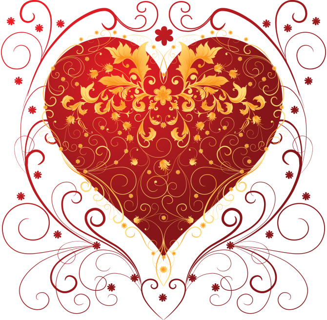Ornate Red Gold Heart Design PNG image